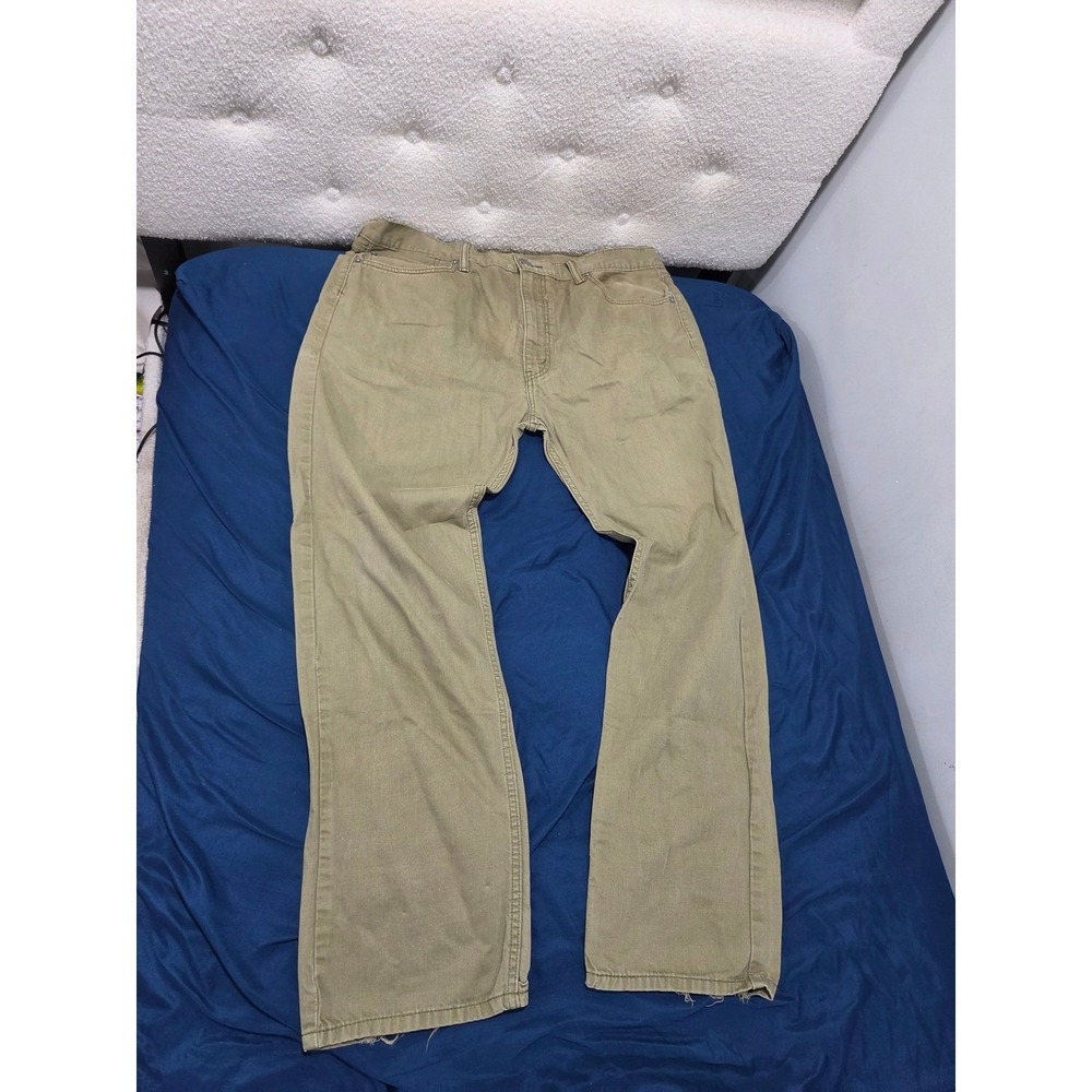 Levis 505 Regular Fit Jeans Mens 40x32 Olive Green Khaki Straight Leg Denim